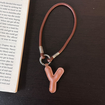 Pastel PU Leather Letter Lanyard Keychain