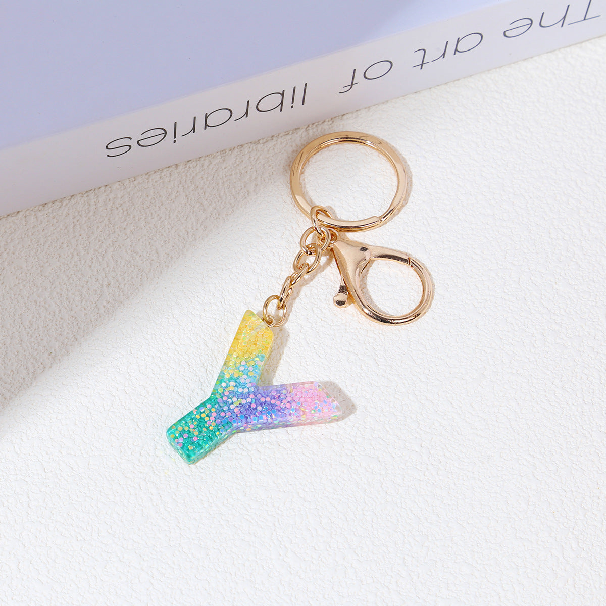 Rainbow Resin Letter Keychain
