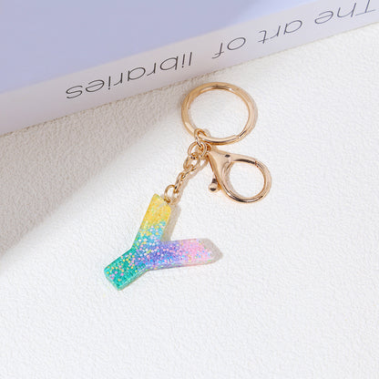 Rainbow Resin Letter Keychain
