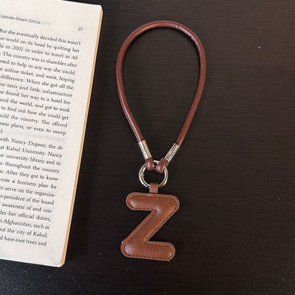 Pastel PU Leather Letter Lanyard Keychain
