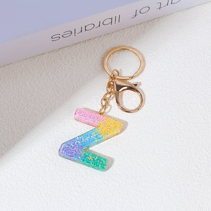 Rainbow Resin Letter Keychain