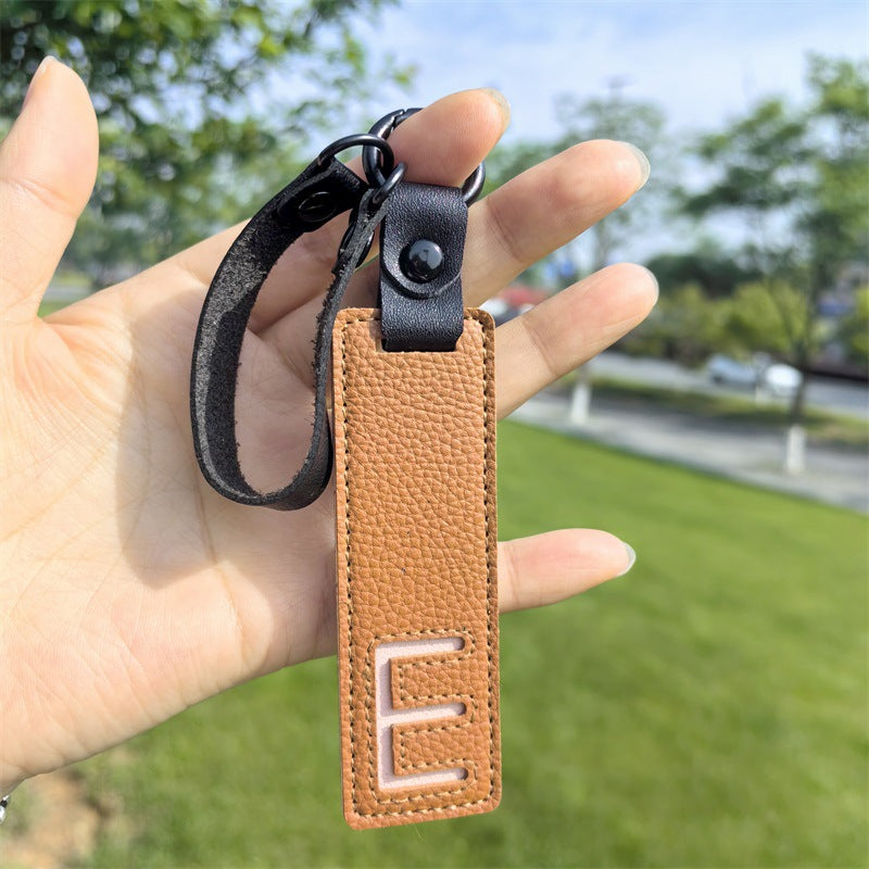 Minimalist Vegan Leather Letter Keychain