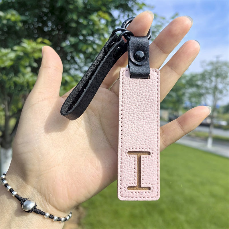 Minimalist Vegan Leather Letter Keychain