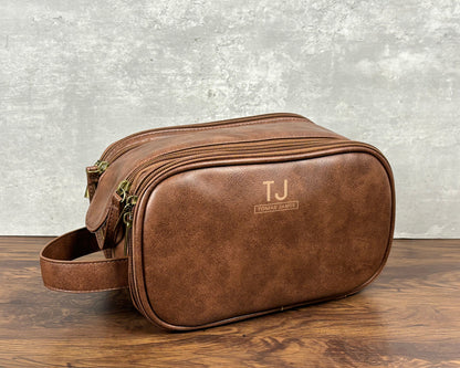 Personalize Vegan Leather Toiletry Bag for Men