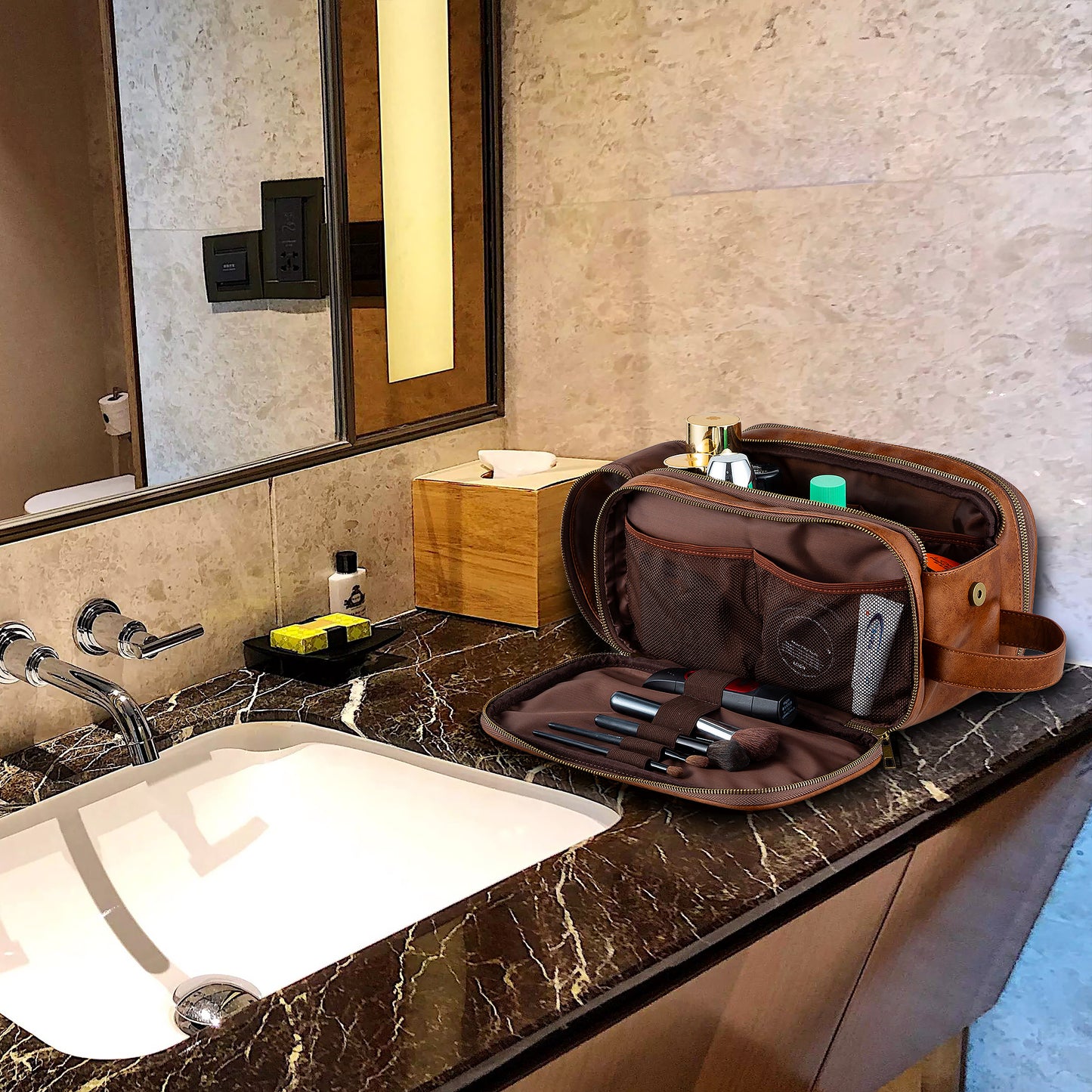 Personalize Vegan Leather Toiletry Bag for Men