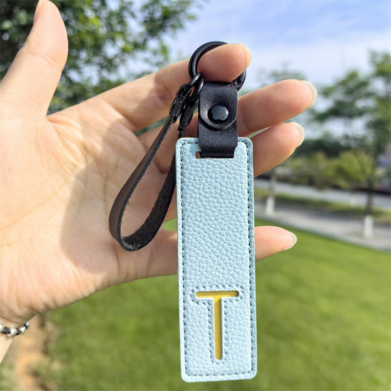 Minimalist Vegan Leather Letter Keychain